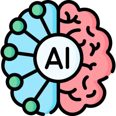 Image in SVG style of AI as a brain