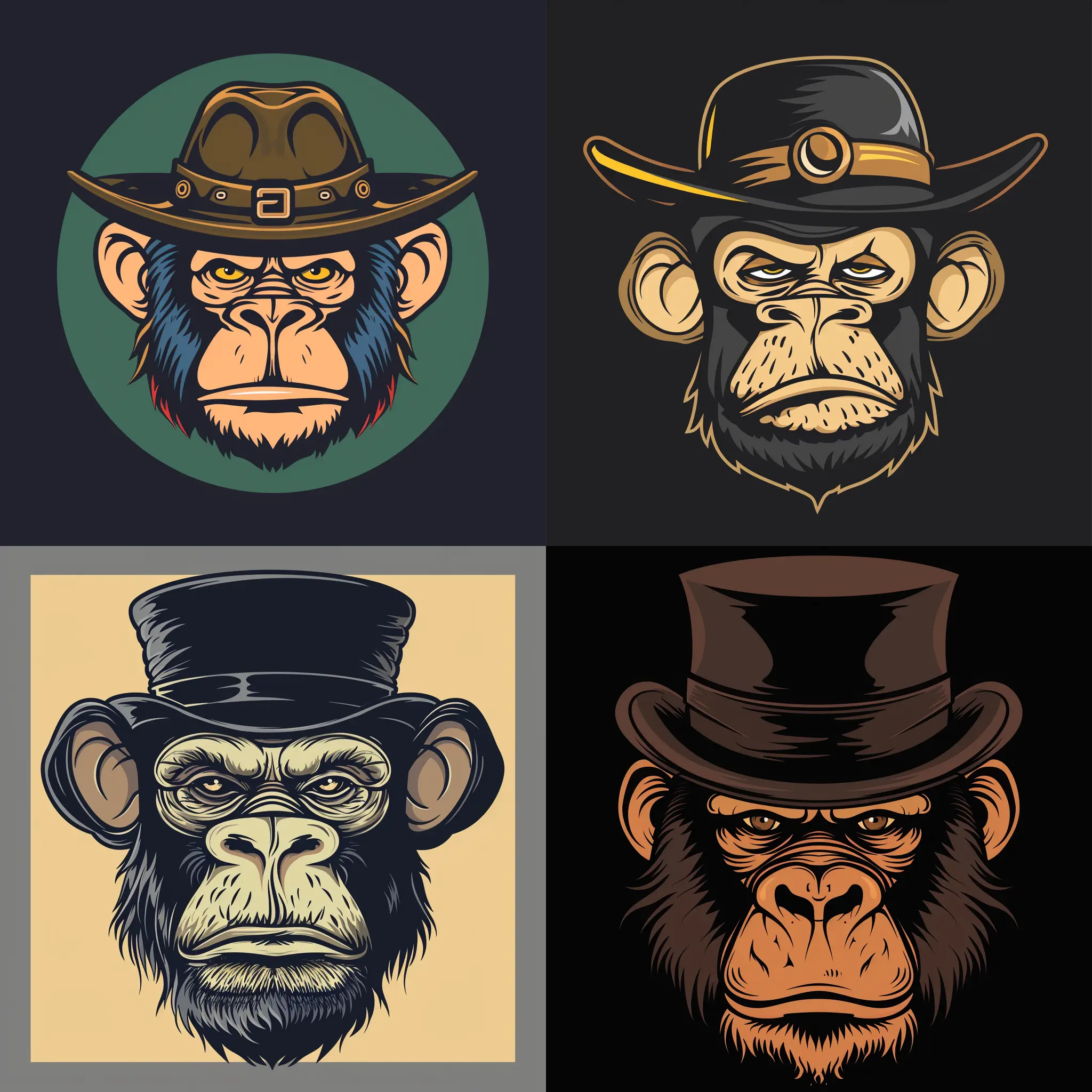 4 different ai images of a monkey